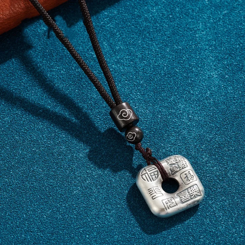 

Модный квадратный кулон Lucky Fu Card для мужчин, ювелирные изделия в этническом стиле, благословение, амулет, ожерелье, женское колье, аксессуары