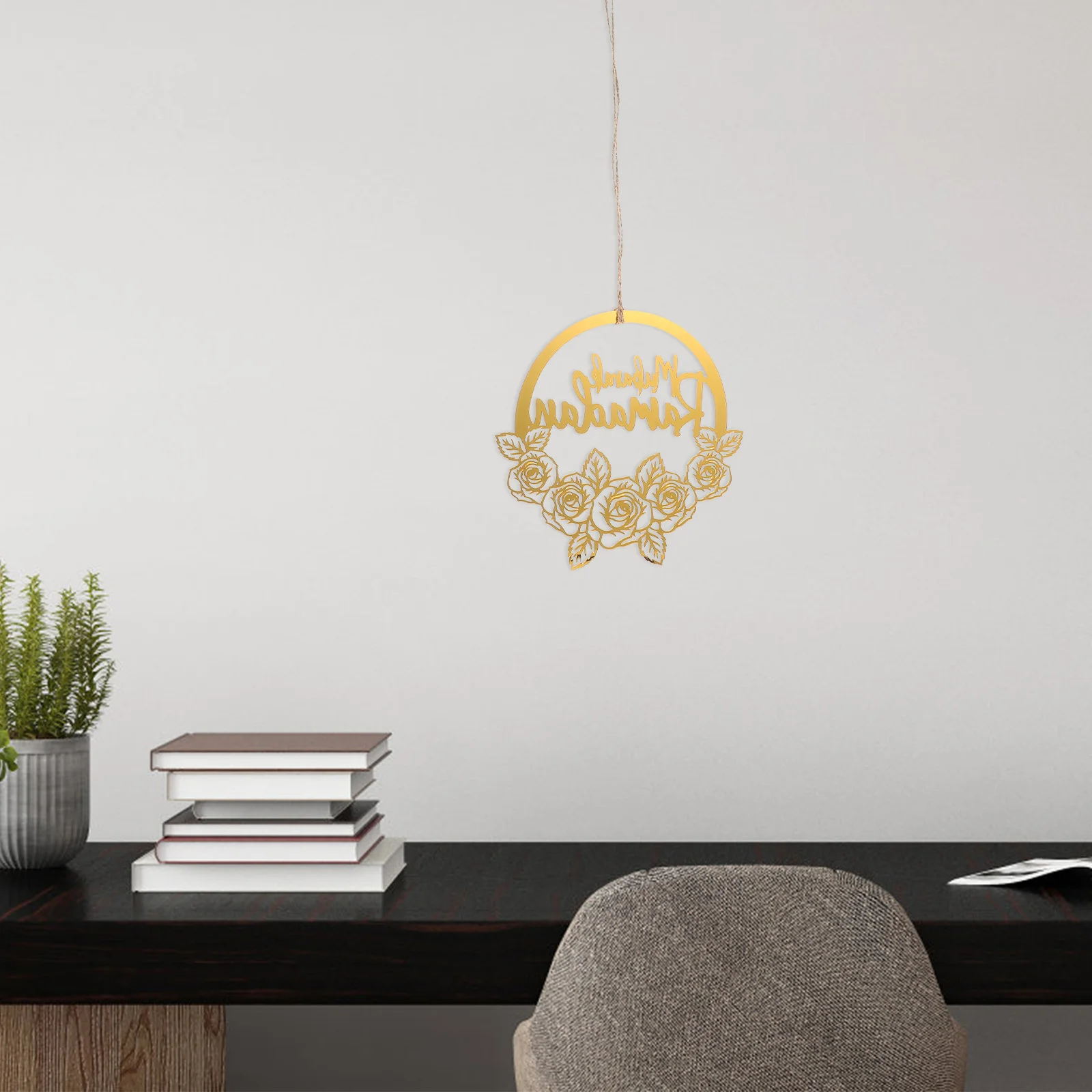 

Eid Mubarak Acrylic Wreath Ramadan Hanging Plaque Sign Front Door Indoor Outdoor Ramadan Wall Garland Decoration