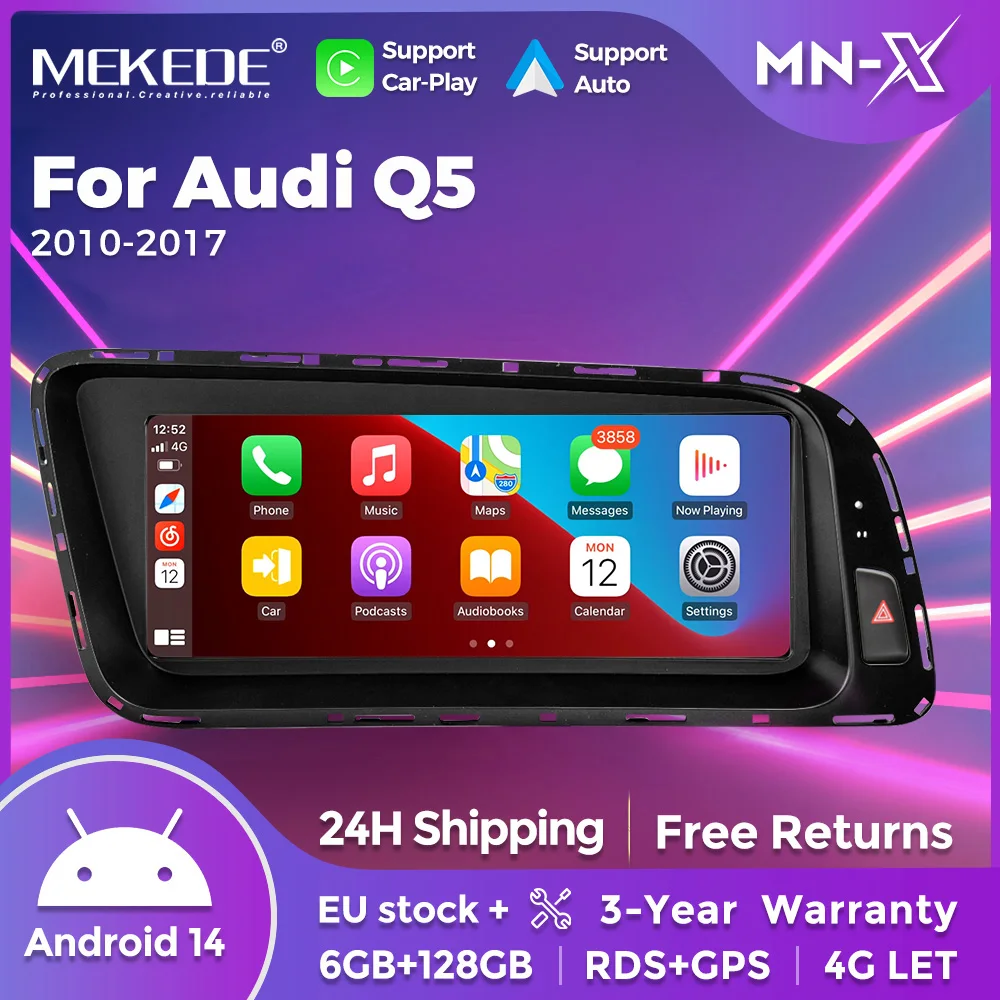 MEKEDE 8.8 "sans fil Carplay Android 14 Auto autoradio stéréo pour Audi Q5 2009-2016 4G LTE BT DSP lecteur multimédia 8 cœurs 128GB