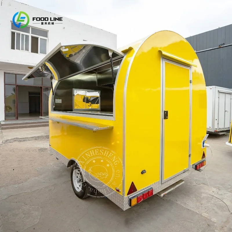 Roundness Ice Cream Push Cart Gooseneck Trailer Ice Cream Food Truck with Full Kitchen