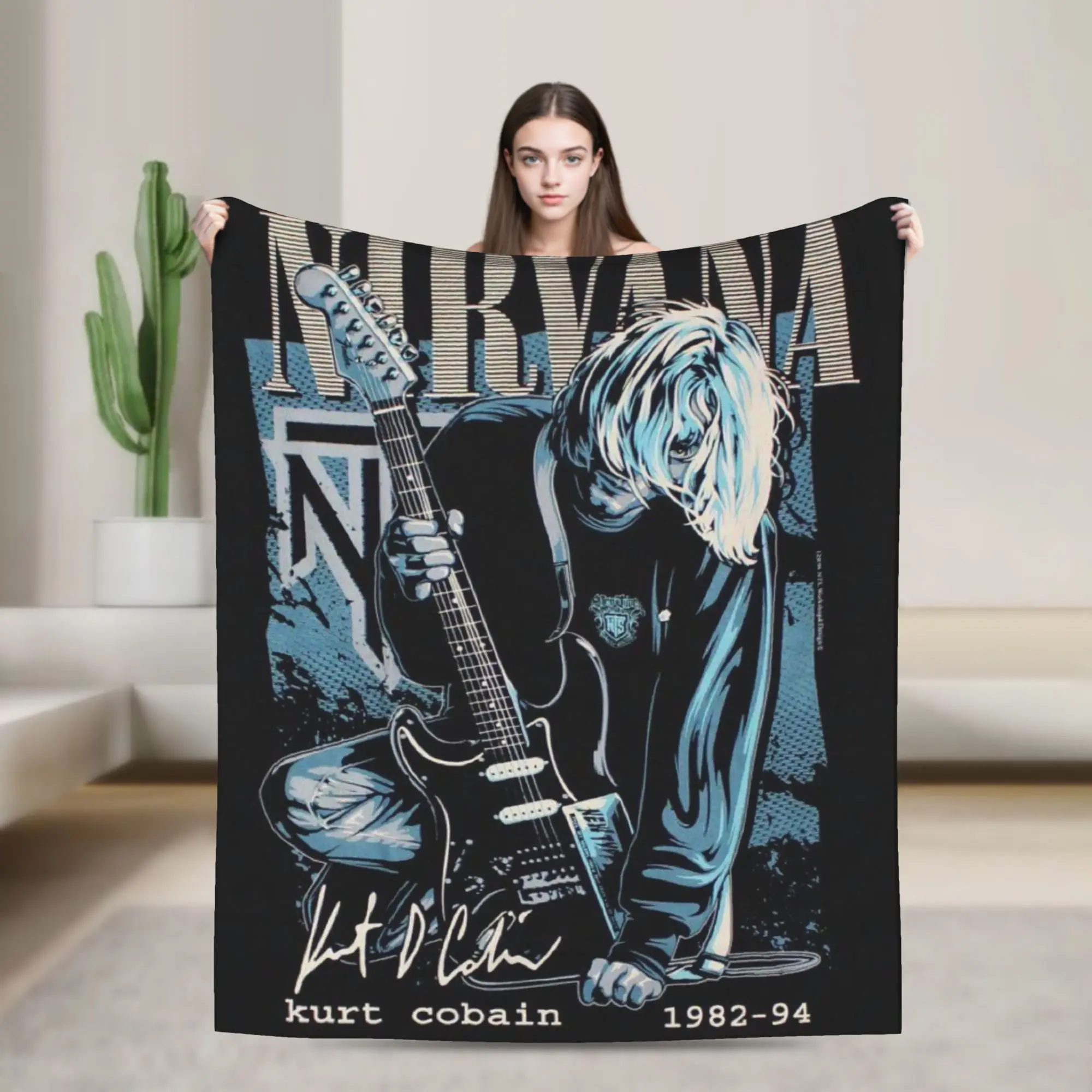 Nirvana Face Band  Blanket  Warm Soft Pattern Plush Throw Blanket For Outdoor Travel Office Flannel Bedspread Bed Cover