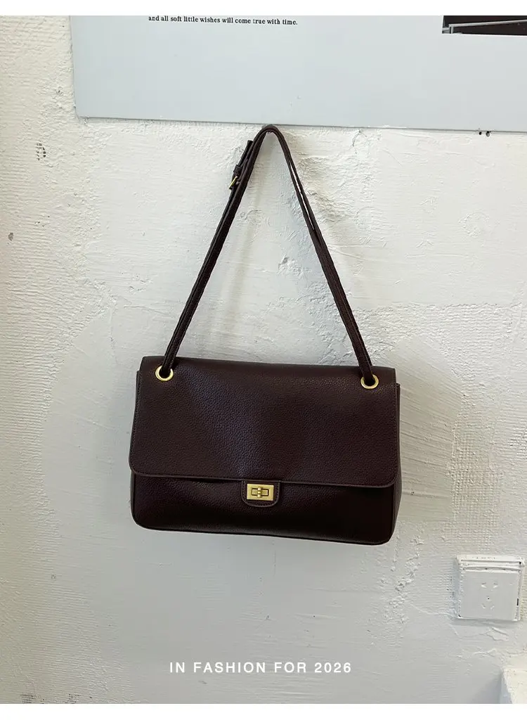 Bolso tipo cubo para mujer, diseño vertical de un solo asa, tapa abatible ancha, diseño sencillo y elegante, adecuado para adultos de 20 a 60 años.