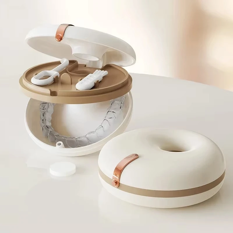 Portable Orthodontic Retainer Case with Aligner Removal Tool 2 Layers Daily Travel Invisible Aligners Braces Denture Container