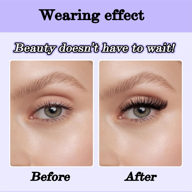 Grube, gęste, trójwymiarowe, samozaciskowe, segmentowe, długie rzęsy w kształcie krzyża, zestaw do samodzielnego przedłużania rzęs, szybsze i łatwiejsze nakładanie.