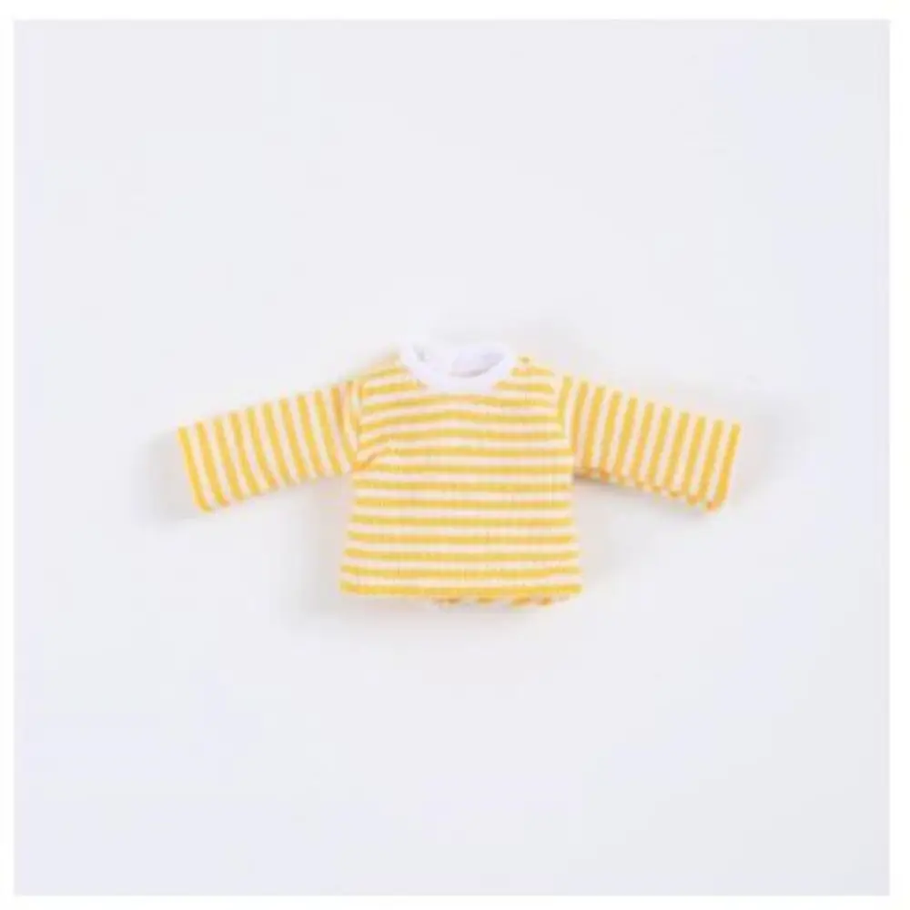 Diy handmake boneca listra topos bonito casual boneca camiseta 5 cores roupas ternos para 1/12 bonecas bjd/para 1/11 ob11 bonecas