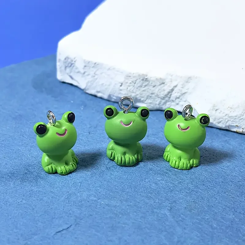 10pcs Per Pack Cute Resin Frog Pendants Charms for DIY Necklaces, Bracelets, Earrings, Keychain, and Jewelry Making Supplies image 3