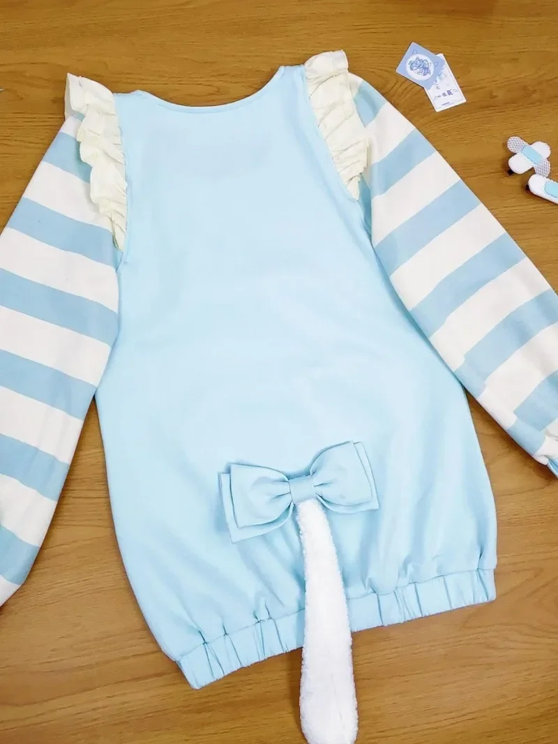 Japońska bluza z kocimi uszami, wszechstronna, słodka, urocza talia, bluzy z długimi rękawami 2024, jesienno-zimowa estetyczna odzież damska