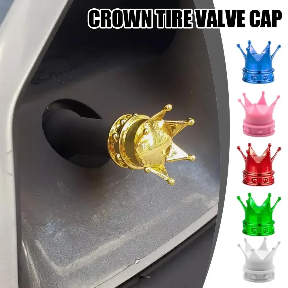 

4PCS Universal Crown Car Wheel Tire Valve Caps Tyre Rim Stem Covers Airdust For Car Accessories Motorcycle Decoration