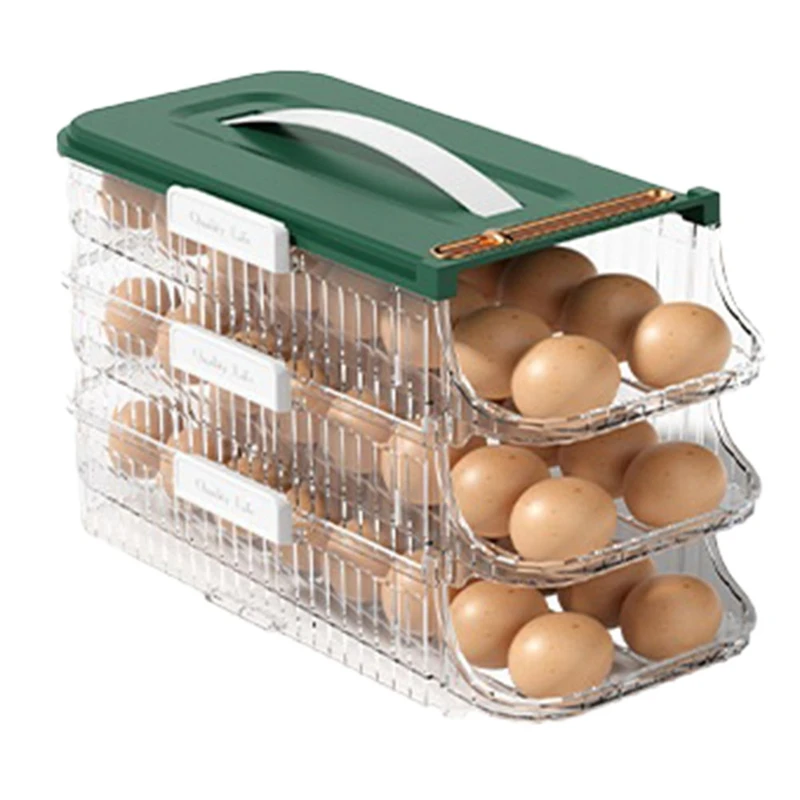 Hot Egg Holder For Refrigerator Rolling Egg Organizer Egg Container Saving Egg Roller Dispenser Stackable Fridge Tray