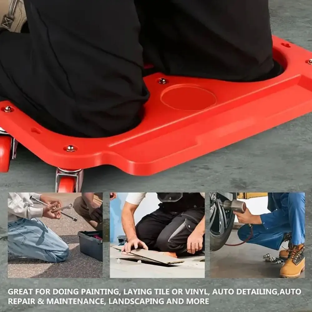 Protezione del ginocchio Strumenti di riparazione automatica in plastica Pattinaggio a rotelle Comodo ginocchio a rulli Rosso Comodo cuscinetto per inginocchiare riparazione auto SUV