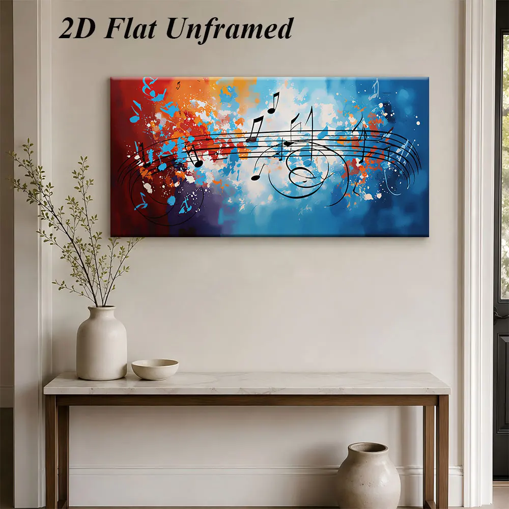 1 piece of music themed frameless decorative painting, artistic sense, musical notes, staff, abstract background, modern minimal