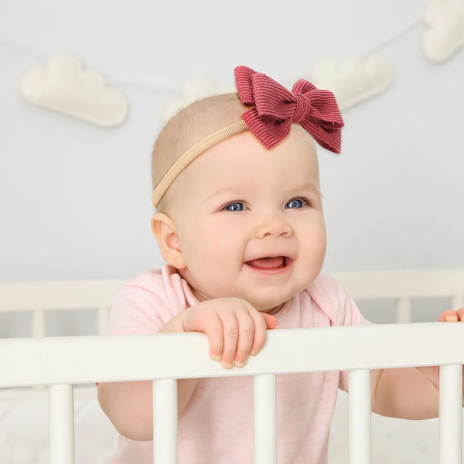 

10Pcs Baby Girl Headbands Adorable Nylon Bows Soft Elastic Hair Bands for Infants Stylish Look Versatile Matching Colors