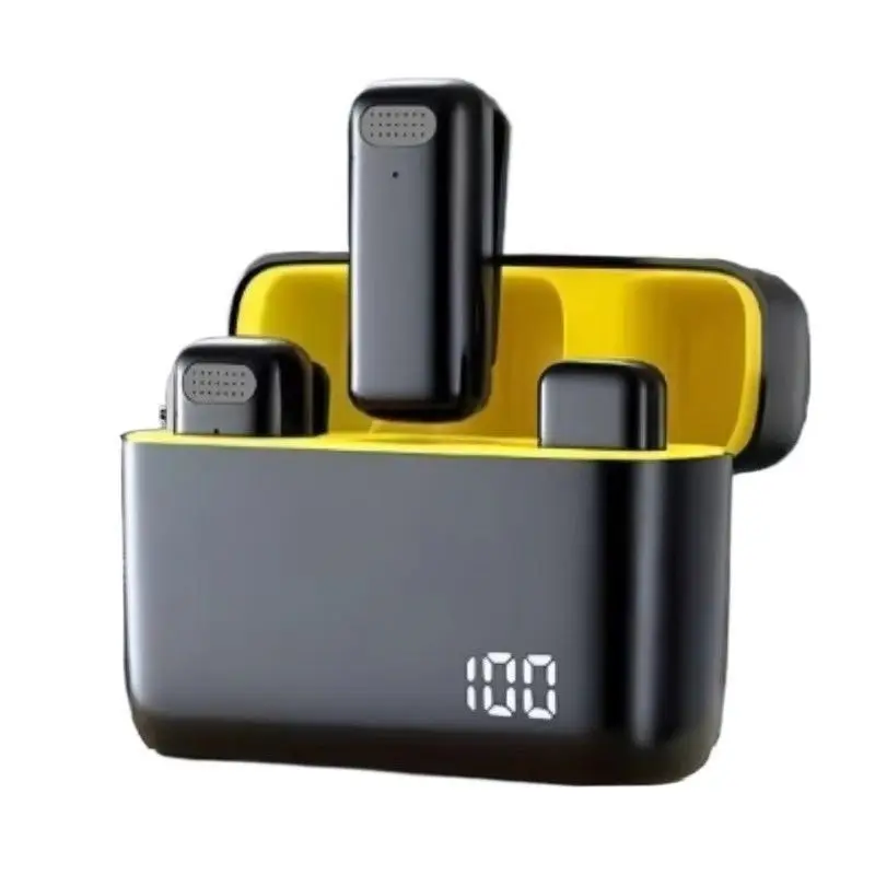 Funda de carga de micrófono Lavalier inalámbrico para entrevista en vivo, Mini micrófono para exteriores, grabación de Audio y vídeo portátil para iPhone y Android