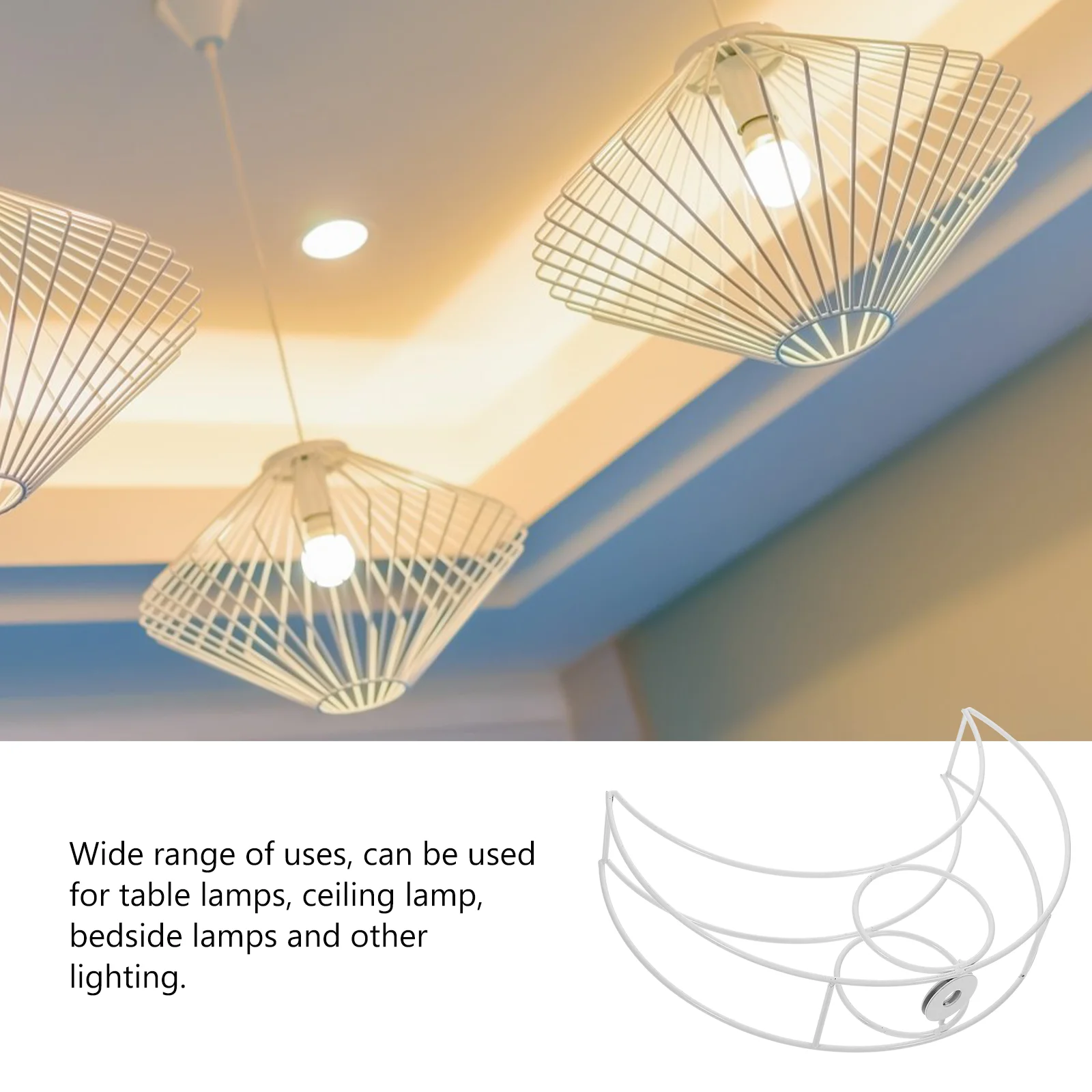 Metal Lamp Cage Light Cage Guard Diy Moon Shape Lampshade Frame Pendant Light Cover Decorative Wire Lamp Shade Ceiling Light