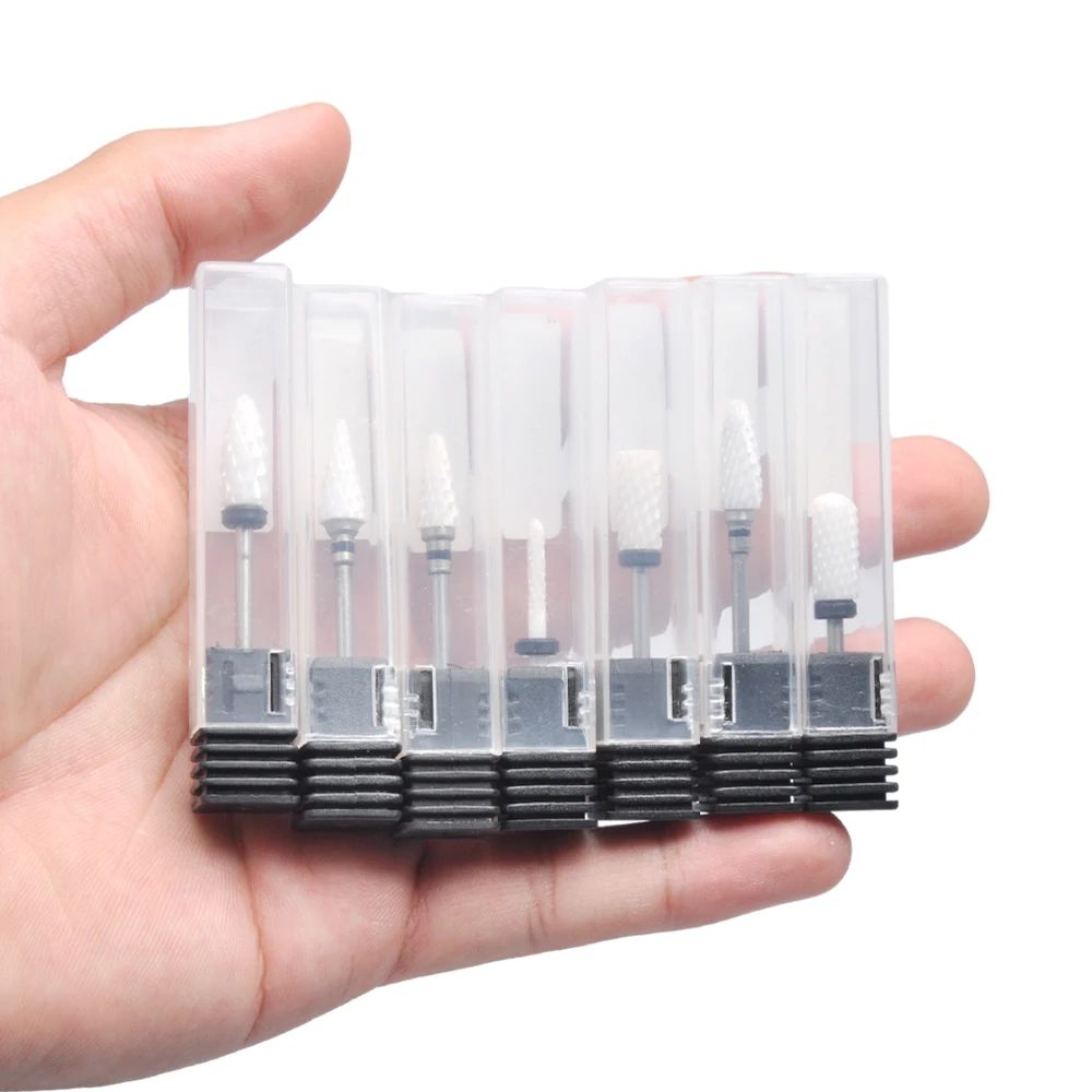 

7pcs Nail Drill Bits Set, Professional 3/32'' Ceramic Drills Bits, Cuticle Remover Drill Bit for Acrylic Gel Efile Nail Drill