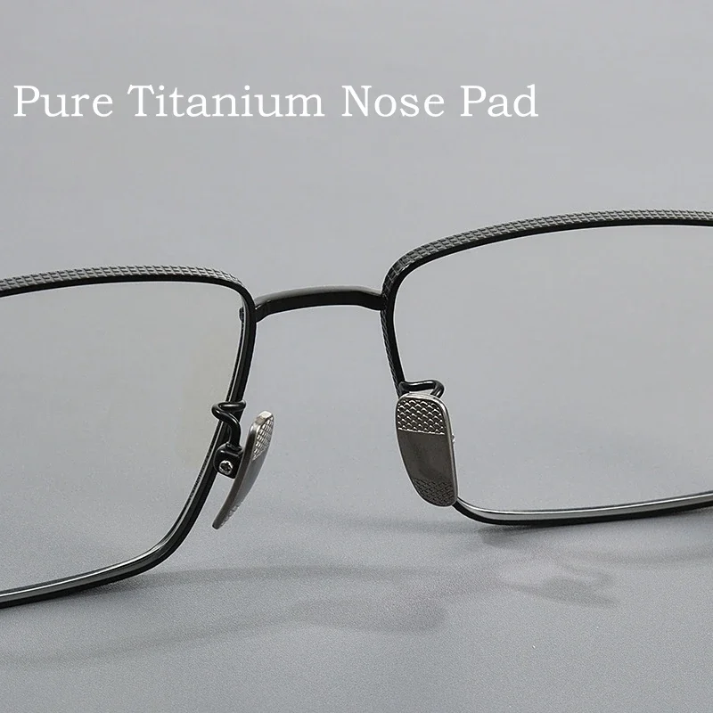 OLLYMURS 新ビジネスシンプルな近視メガネレトロスクエア高級純チタン光学処方眼鏡フレーム男性眼鏡