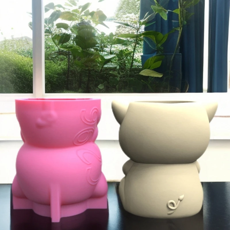 Little Pig Flowerpot Silicone Mold Resin Epoxy Mould DIY Pen Holder Home Decor