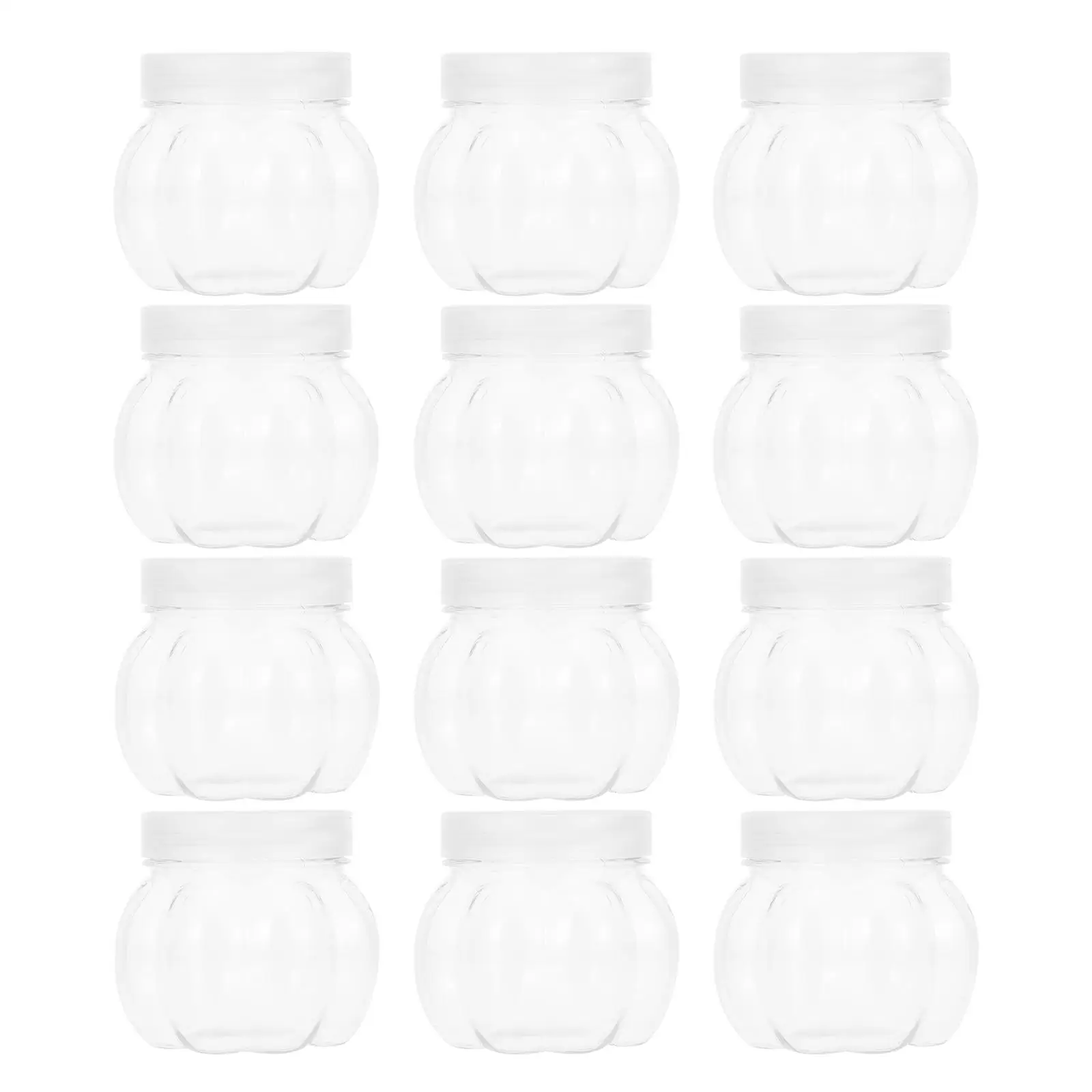 

12pcs 150ml PET Pumpkin Candy Jars Clear Plastic Storage Containers for Snacks Gifts Mini Candy Jars Household Tools