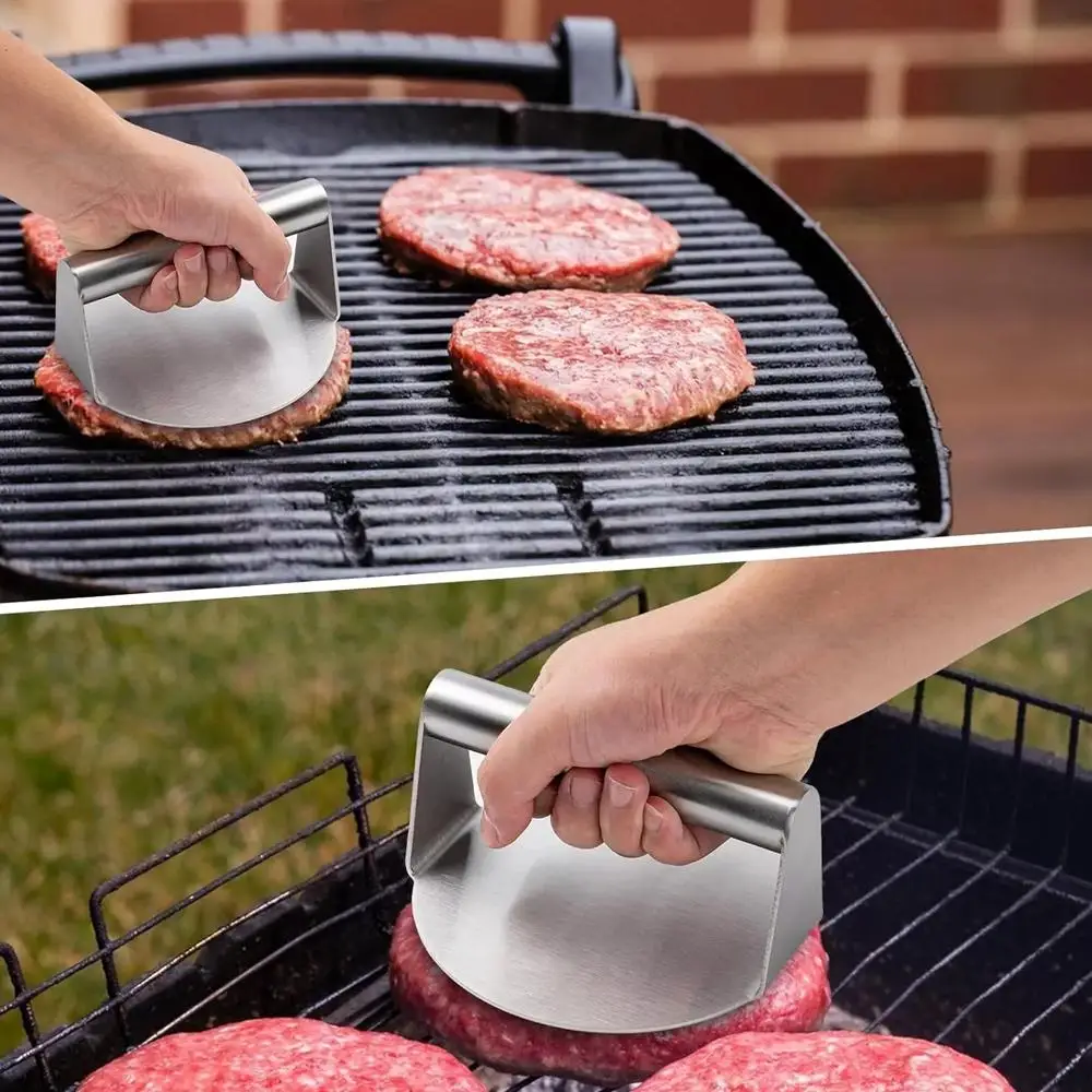 Prensa de carne de cocina de acero inoxidable, molde para hamburguesas, picadora de patitos de carne, molde redondo para prensa de carne, herramienta de fabricación de patitos de carne de Metal