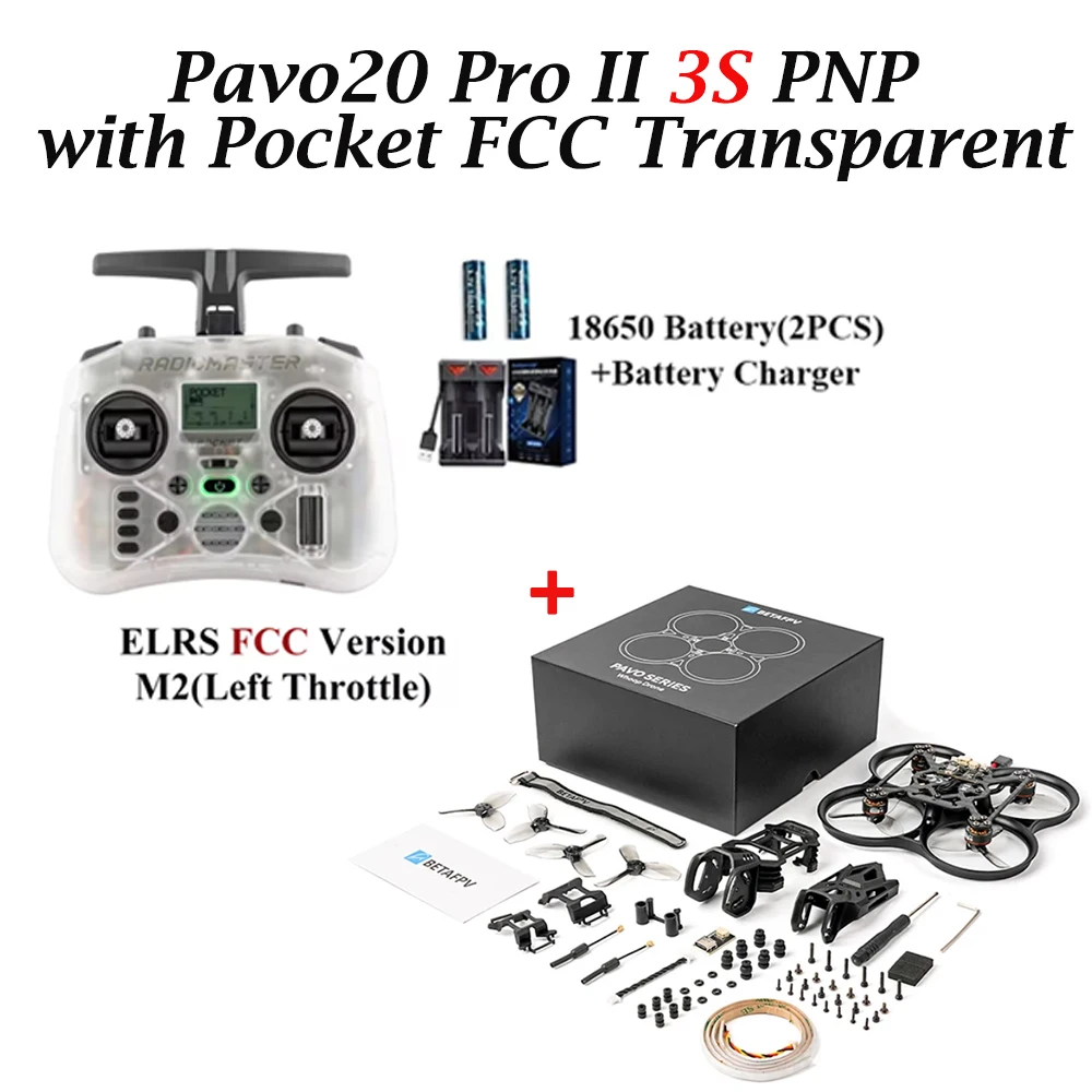 Nieuwe BETAFPV Pavo20 Pro II 3-4S O4 Pro ELRS 2.4G/PNP Borstelloze Whoop Quadcopter Drone voor LAVA Serie 3S/4S 680mAh 95C Batterij