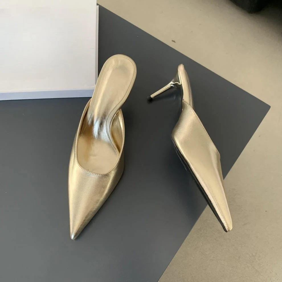 

Новые качественные модные сабо, женские шлепанцы, летние туфли на тонком высоком каблуке с острым носком, лаконичные повседневные женские сандалии на один шаг для отпуска