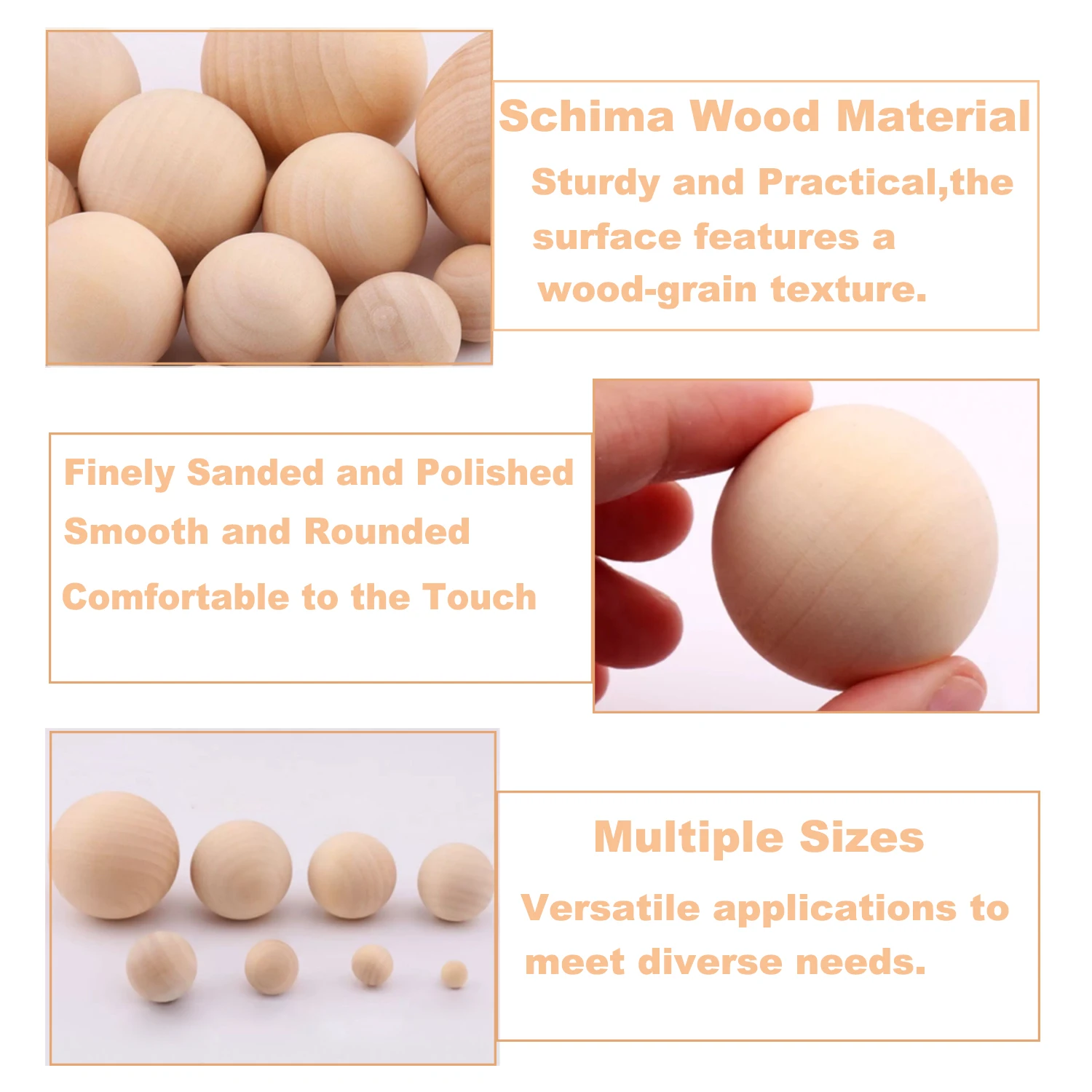 Bild 4: 1-50 Stück 6mm-75mm Holzkugeln, Unbehandelte Runde Holzperlen für DIY-Basteln, Heimdekoration, Malen & Modellieren