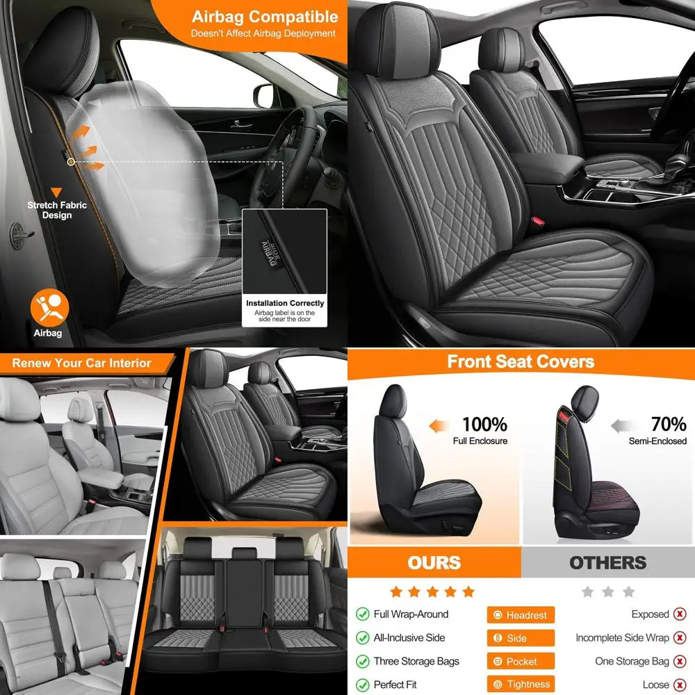 

Car Seat Covers Fit for Kia Sorento 2007-2025 2026 Only Front 2 Row 5 Seat Breathable Leather Seat Protector with Airbag Compati