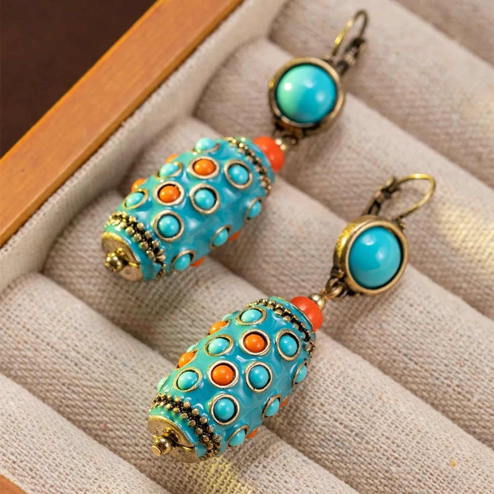 

Medieval Jewelry High-end Vintage Bohemian Retro Heavy Industry Earrings Ethnic Style Alloy Statement Earrings Goth Accessories
