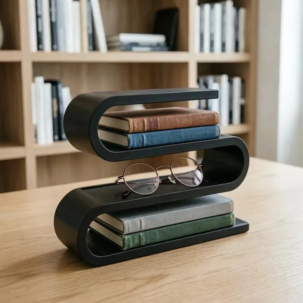 3D Printed Remote Control Holder Curved Design Multi-layer S Shape Desk Storage Rack Sleek Multi-slot Desk Organizer Living Room