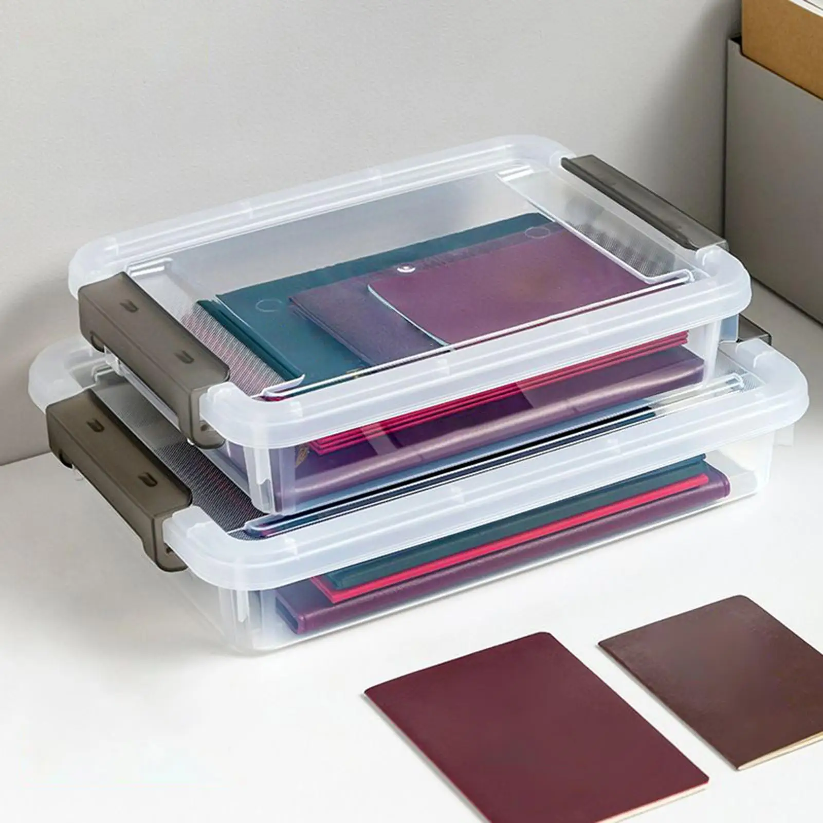 

File Storage Box 3 Pieces Stackable Waterproof A4 B5 Document Storage Box for Home Office School Dorm Stationery Supplies