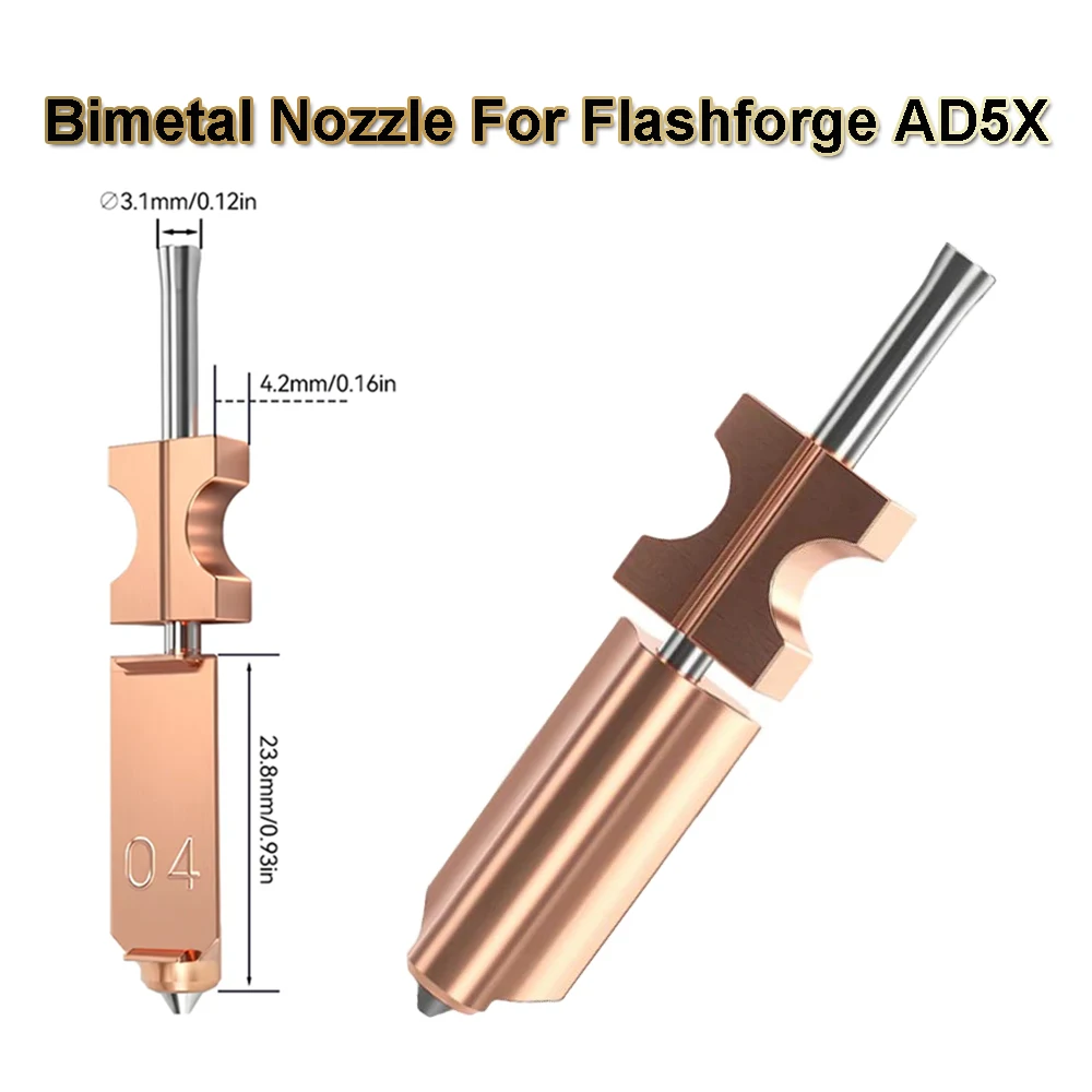 

1/2pcs For Flashforge AD5X Hotend Bimetal Nozzle Brass Heatblock Heatbreak Integrated Nozzle For AD5X Hot End 3D Printer Parts