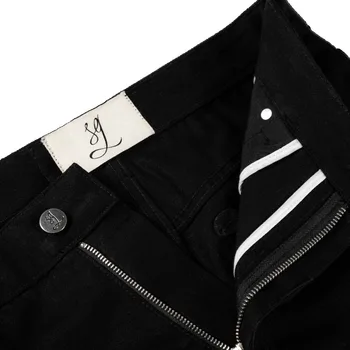 Y2K Vintage Black Denim Two Piece Set Asymmetric Button High Neck Jacket Baggy Wide Leg Pants Streetwear Gothic Harajuku Outfits 5