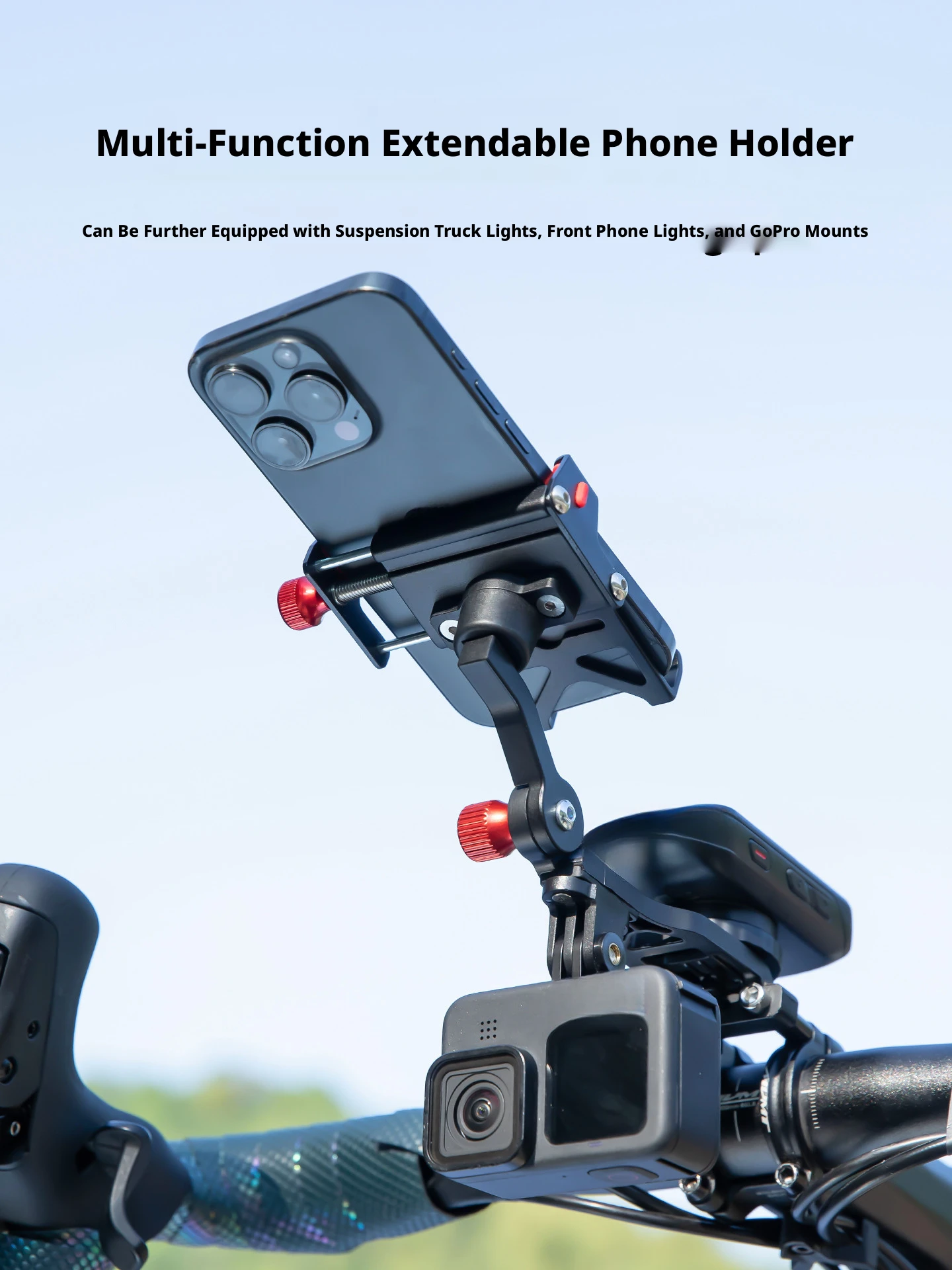 

Держатель для мобильного телефона на велосипед из алюминиевого сплава 360° ° Вращающееся крепление для телефона на руль велосипеда (MTB/шоссейный), с регулировкой по ширине