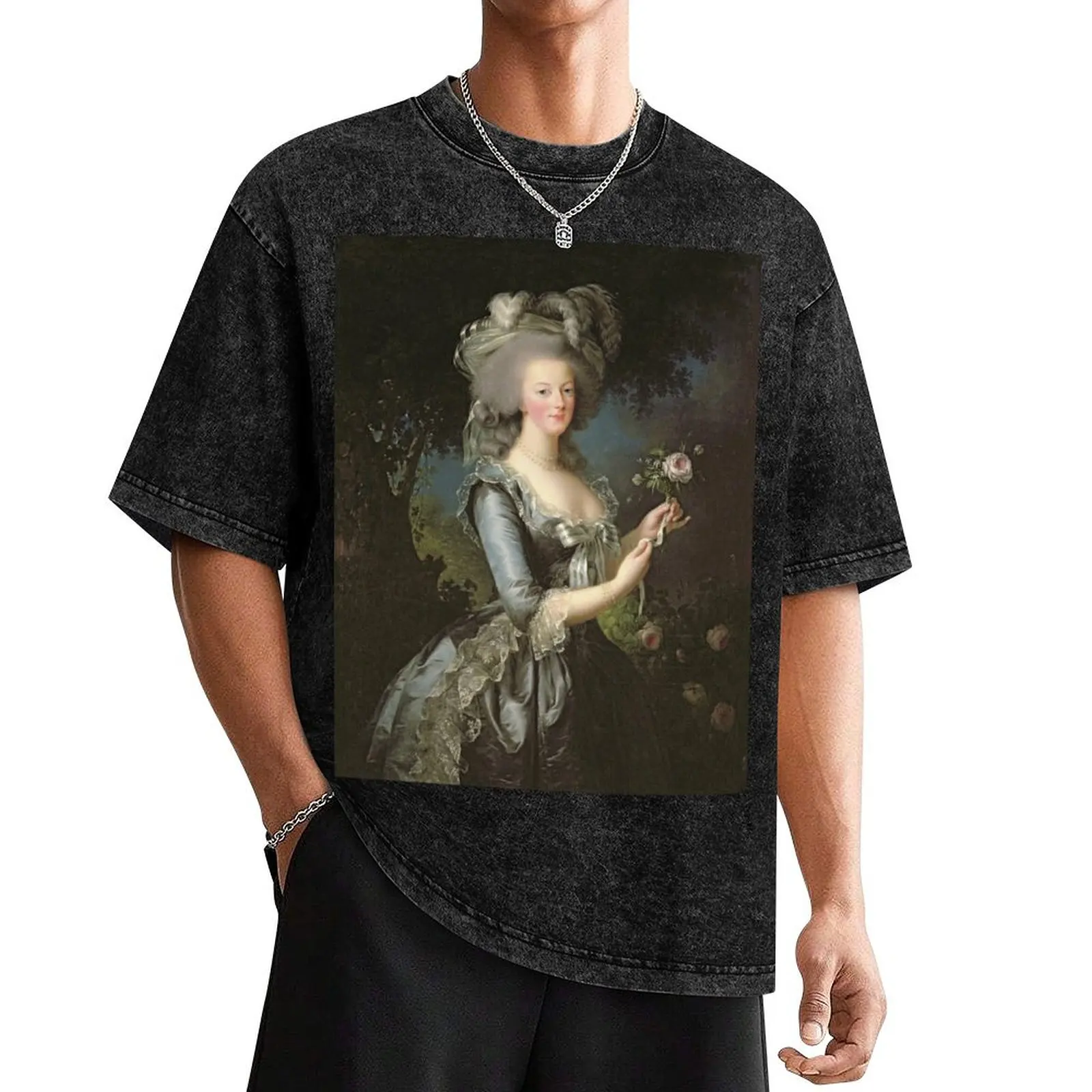 Elisabeth Louise Vigee - Lebrun - Marie Antoinette (1755 ) With A Rose T-Shirt anime t shirts anime clothes men workout shirt