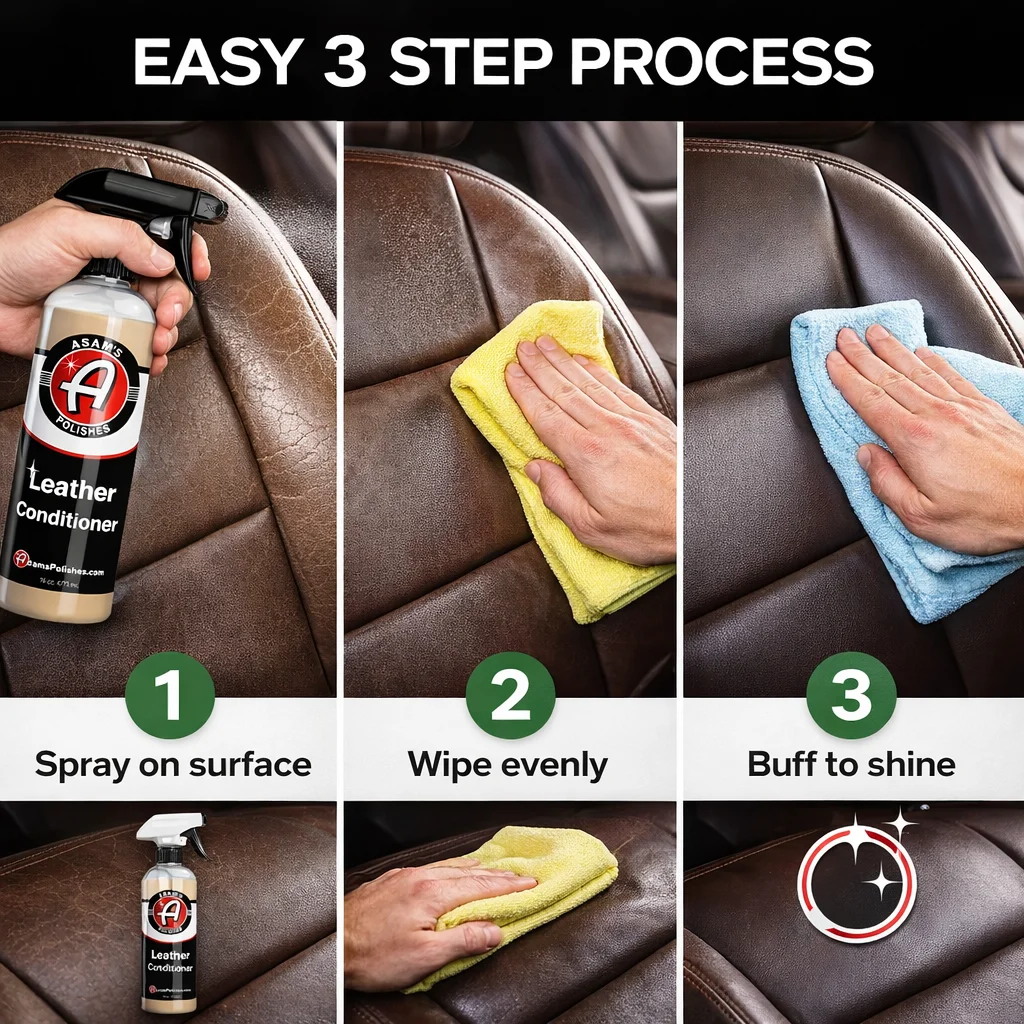 Best Leather Conditioner for Car Seats – 16oz Spray, Deep Moisturizing, UV Protection, No Residue