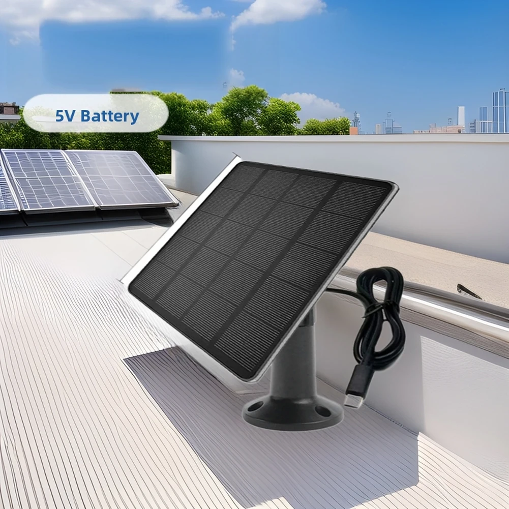 5W Solar Panel For Security Cameras With USB & USB-C Ports IP67 Waterproof Outdoor Charger For Ring For Reolink Eufy- 360° Mount