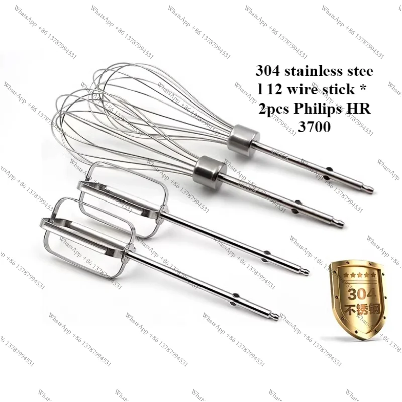 Batidor eléctrico Philips HR3700, varilla agitadora de 12 alambres/4 piezas, cabezal de batidor de acero inoxidable