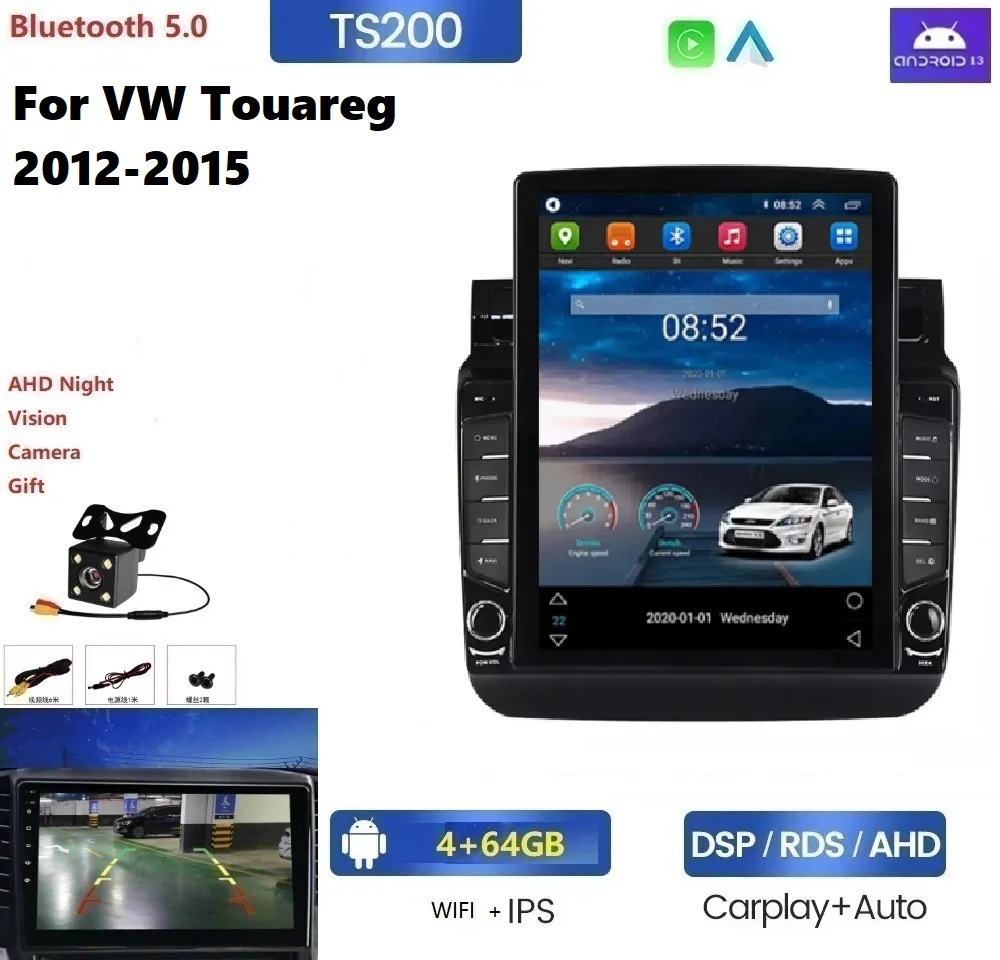 Android 13 4+64G car stereo android gps for VW Touareg 2012-2015 IPS+2.5D+DSP 4G LTE WIFI GPS BT car multimedia