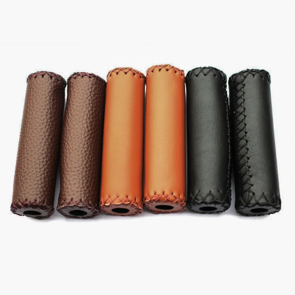 1pair Mountain Bike Handlebar Grips Cover City Bike Road Bike Leather Handlebar  Bicycle Grips Bicycle Retro Cycling Grip Covers