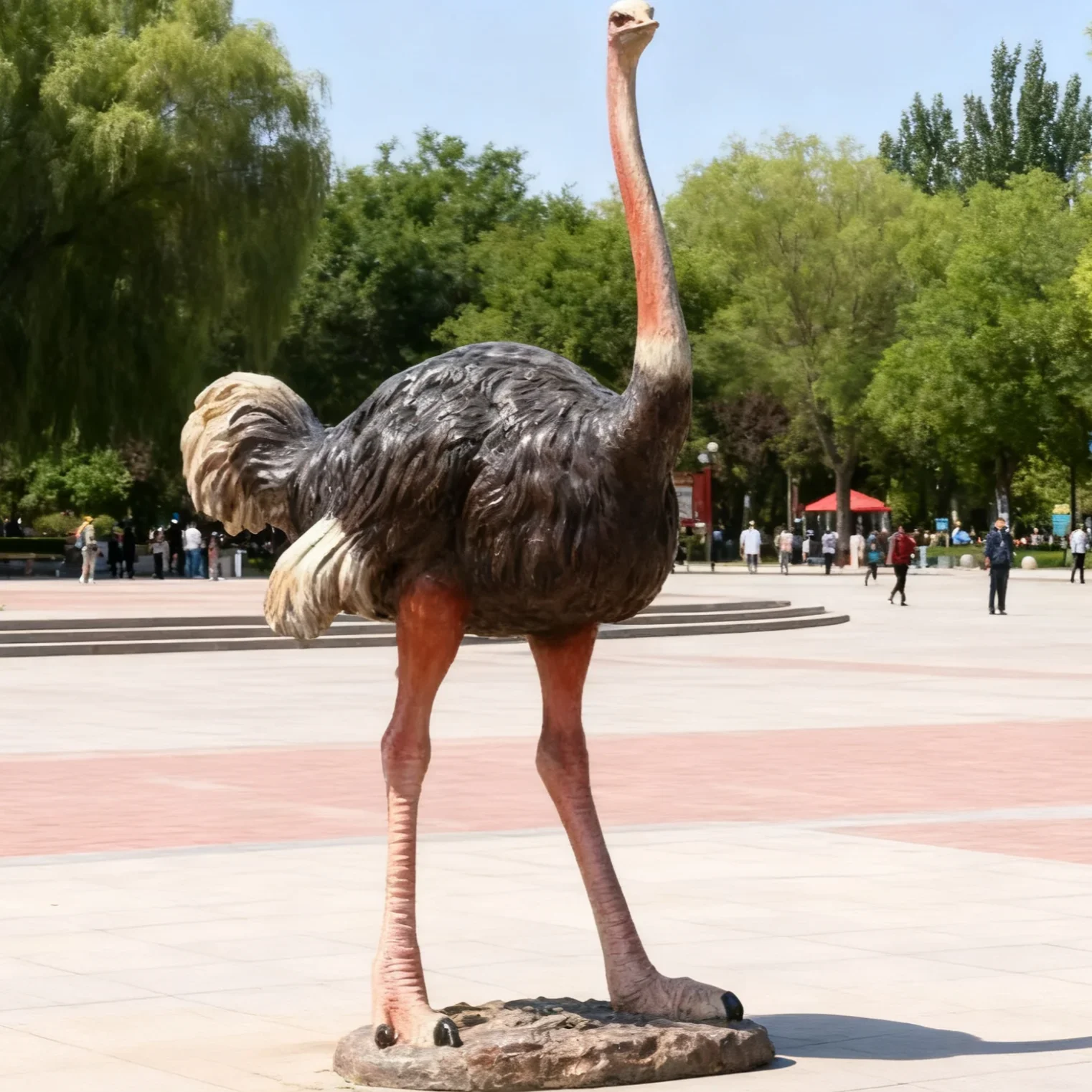 Colored giant ostrich outdoor garden sculpture abstract animal statue
