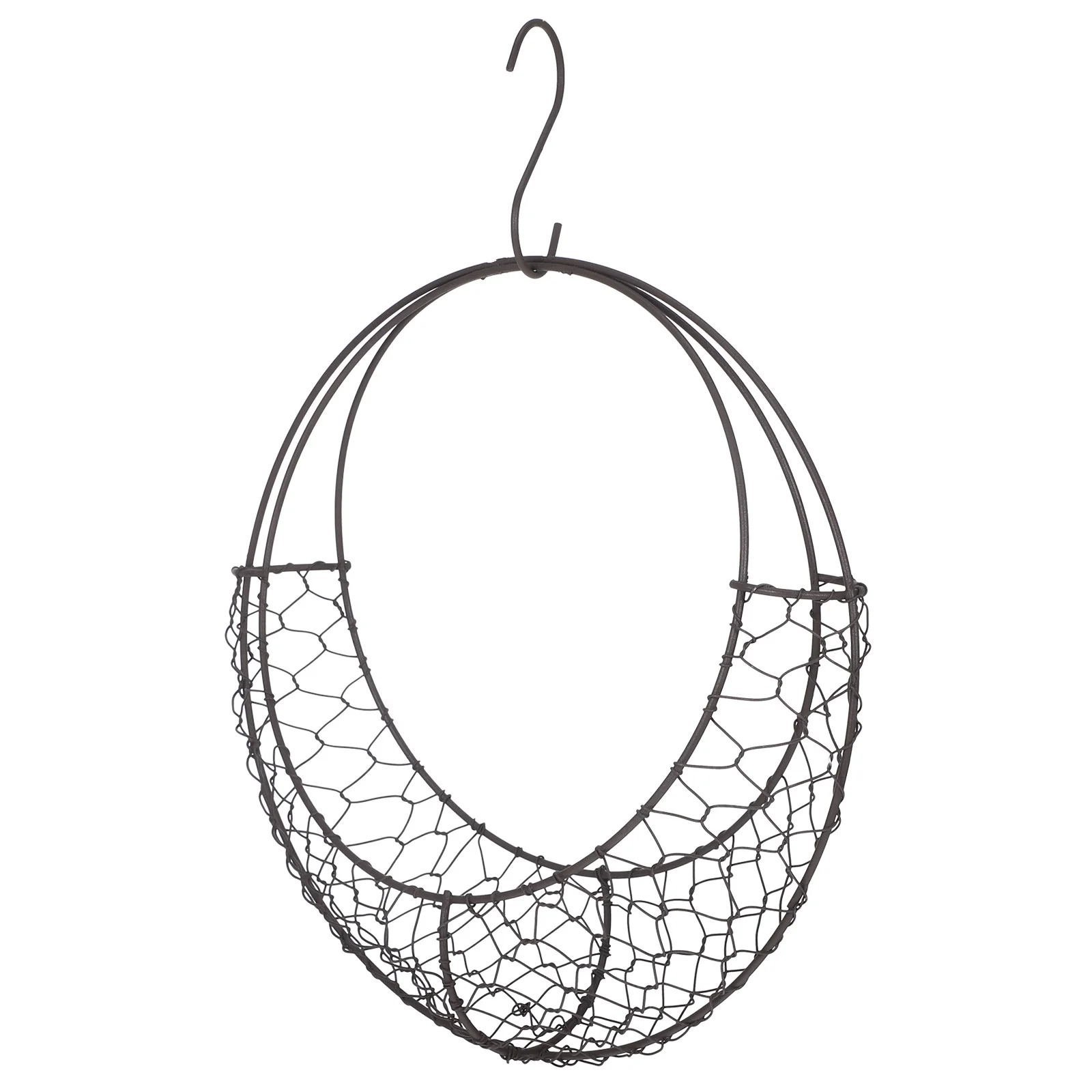 

Decoration Woven Basket Moon Shape Iron Wire Wreath Wall Hanging Metal Frame Succulent Pot Chicken