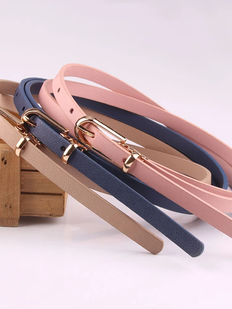 2023 New Faux Leather Thin Belt Girls Candy Color Skinny Waist Belt Women Adjustable Belt Simple Solid Color Trendy Waistband