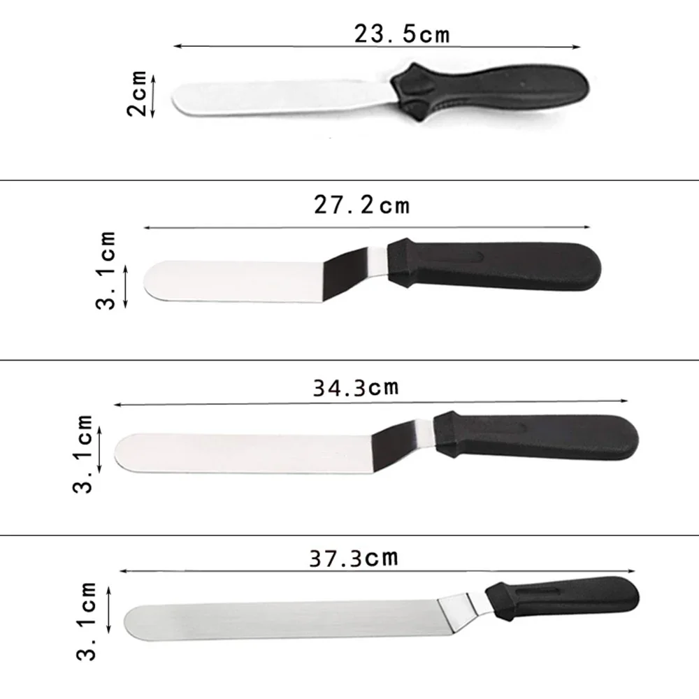 Ensemble de spatules en acier inoxydable pour décoration de gâteaux, palette lisse, gadget de cuisine, ustensiles de cuisson, non tranchants, 4 pièces, 6 po, 8 po, 10 po