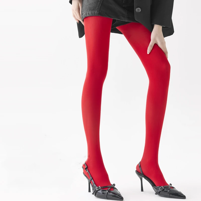 Sexy Red Stockings Lady Elastic Pantyhose Slim Elegant Tights Soft Fashion Leggings New Seamless High Waist Tights Basic Pants
