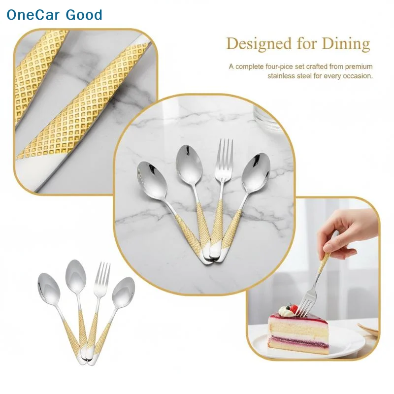 New Kitchen Utensil Set Stainless Steel Spoon And Fork Set Food-Grade Flatware Gold Silverware Set