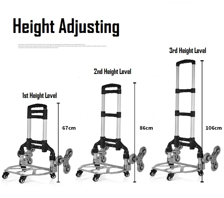 Portable Foldable Aluminum Stair Climbing Shopping Truck Easy To Carry Folding Trolley FHT75-6S