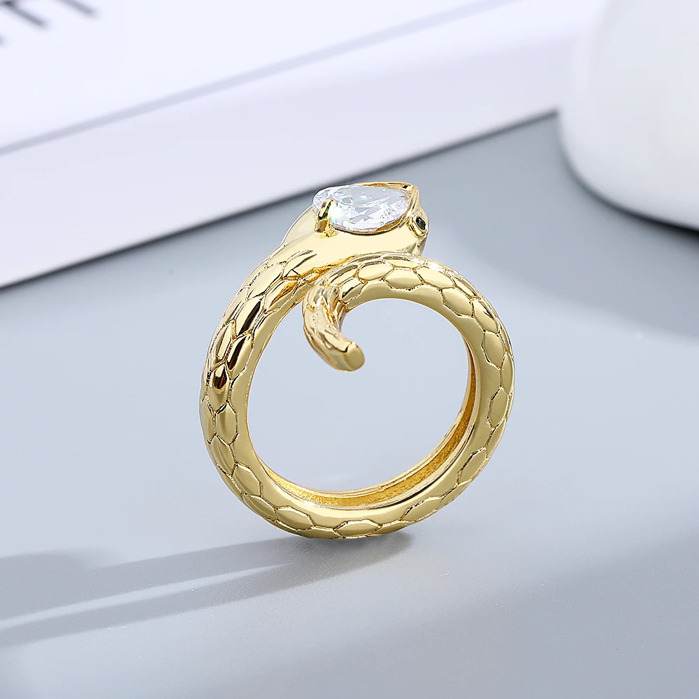 New 925 Sterling Silver Snake Ring 18K Gold Plated Finger Ring for Women Anel Fashion 925 Silver Jewelry Gift  Engagement Ring