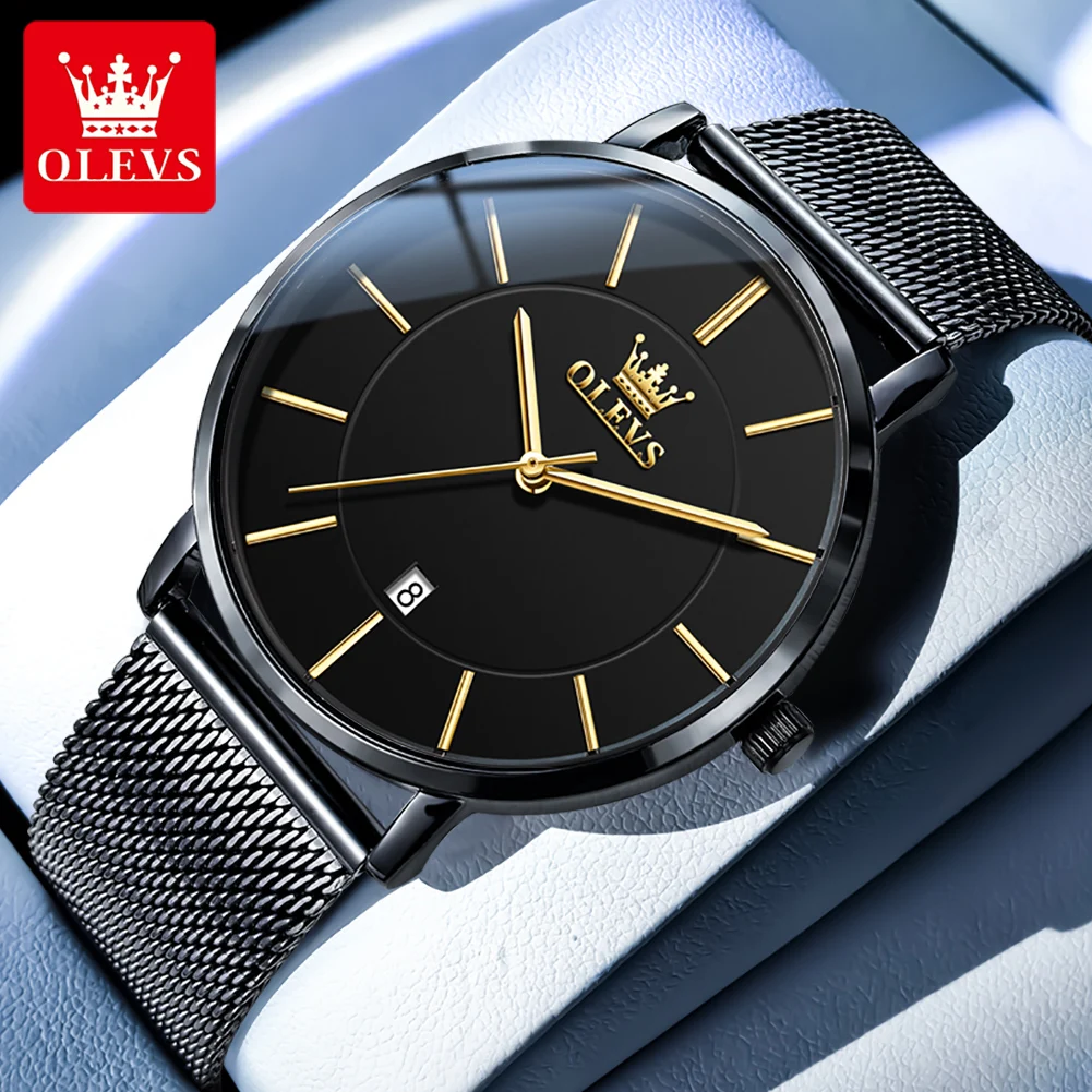 

OLEVS 5869 Мужские часы Элитный бренд Кварцевые часы Классические простые ультратонкие 6,5 мм Водонепроницаемые автоматические мужские часы с датой Reloj Hombre