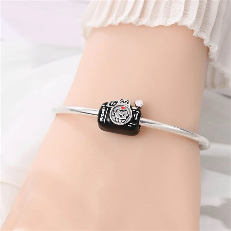 New 925 Sterling Silver Meow Star Camera Charm Beads Dangle Fit Original Bracelet DIY Women Jewelry Gifts