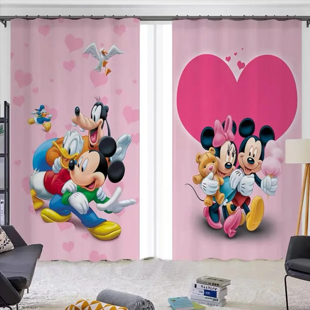 Mickey Minnie Mouse tende per finestre rosa stampa 3D tende oscuranti soggiorno camera da letto regalo per bambini 160x184cm